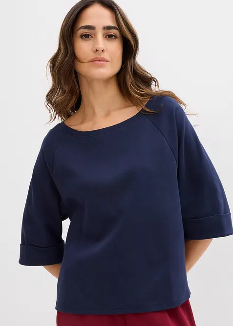 Topp i formstabil, &oslash;kologisk bomull med raglanermer, bonprix