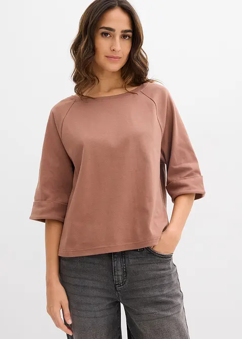 Topp i formstabil, &oslash;kologisk bomull med raglanermer, bonprix