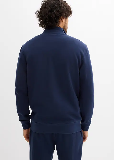 Sweatshirt i 100% bomull med kort glidel&aring;s og krage, bonprix