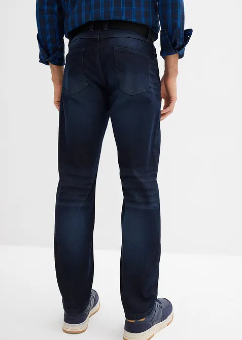 Regular Fit-jeans med stretch og belte, Straight, bonprix