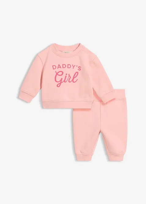 Sett med sweatshirt og joggebukse i 100% bomull (2-delt sett), bonprix