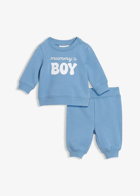 Sett med sweatshirt og bukse i 100% bomull (2 deler), bonprix