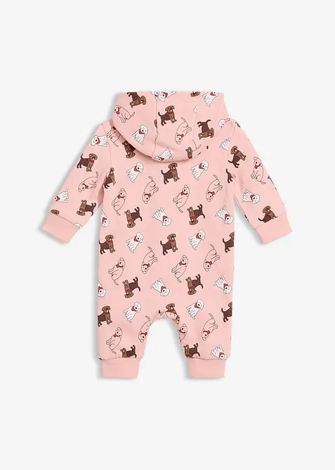 Sweat-ovrall med hette, av 100% bomull, bonprix