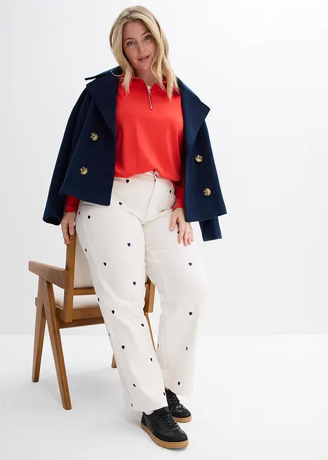 Twillbukse med broderi, bonprix