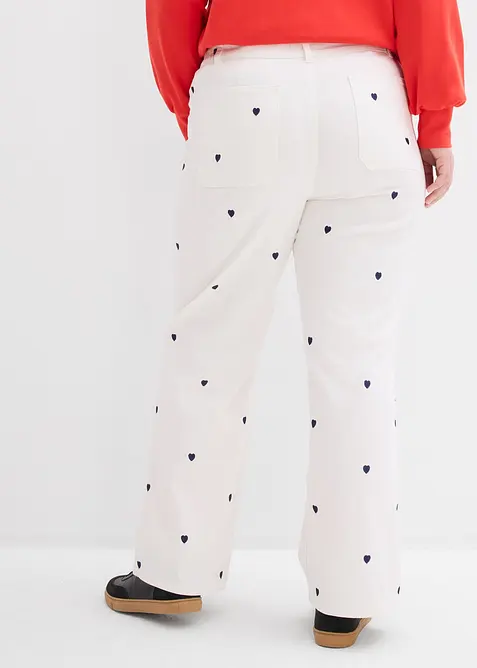 Twillbukse med broderi, bonprix