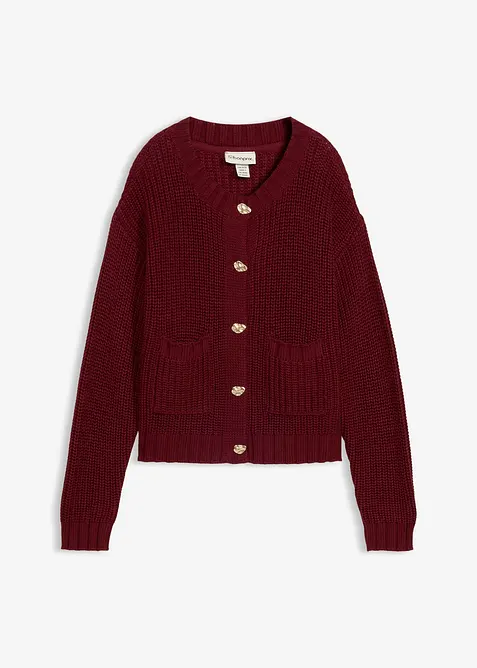 Grovstrikket cardigan med hamrede knapper, bonprix