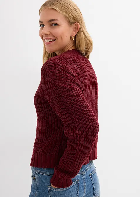 Grovstrikket cardigan med hamrede knapper, bonprix