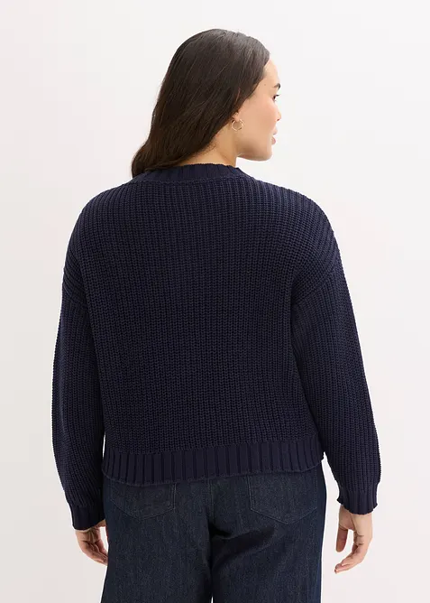 Grovstrikket cardigan med hamrede knapper, bonprix