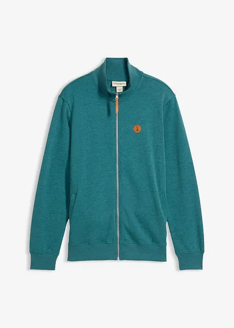 Sweatjakke med detaljer i imitert skinn, bonprix