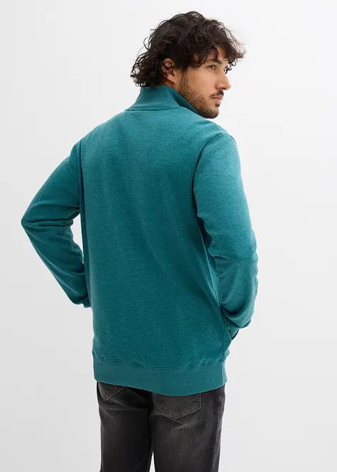 Sweatjakke med detaljer i imitert skinn, bonprix