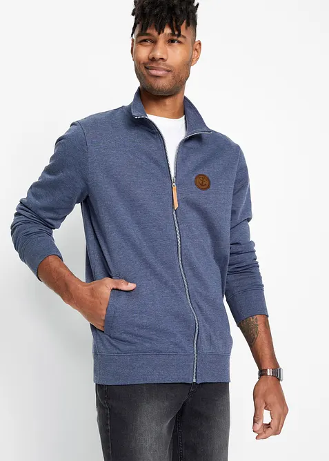 Sweatjakke med detaljer i imitert skinn, bonprix