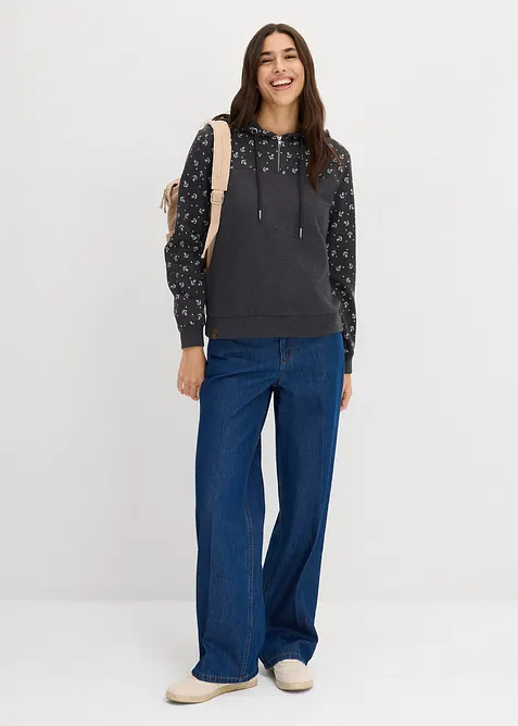 Hettegenser i 100% bomull med glidel&aring;s, bonprix