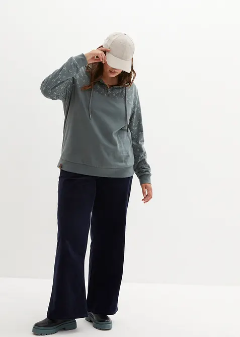 Hettegenser i 100% bomull med glidel&aring;s, bonprix