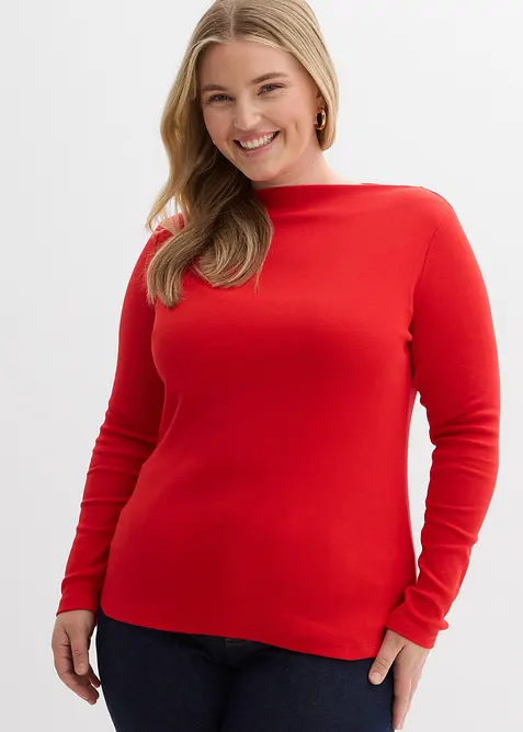 Ribbet topp i figurn&aelig;r modell, bonprix