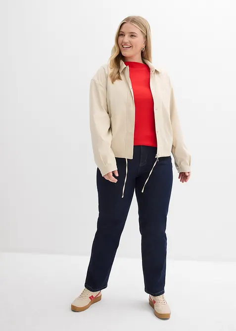 Ribbet topp i figurn&aelig;r modell, bonprix