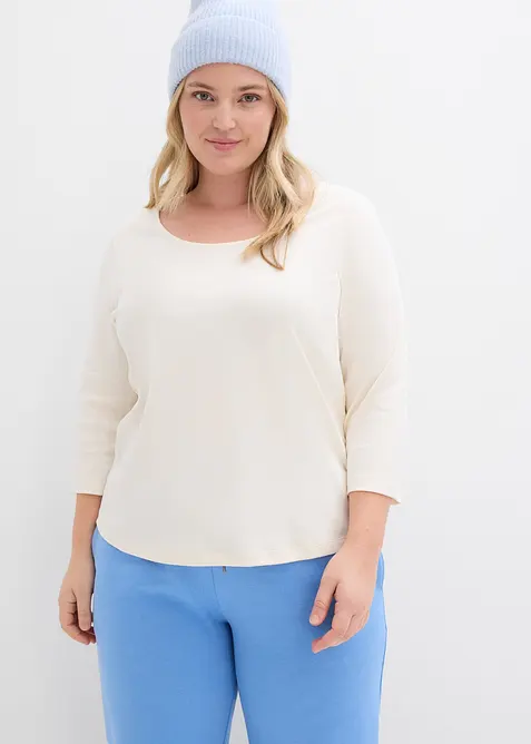 Topp i formstabil jersey i 100% &oslash;kologisk bomull med 3/4-lange ermer, bonprix
