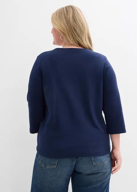 Topp i formstabil jersey i 100% &oslash;kologisk bomull med 3/4-lange ermer, bonprix