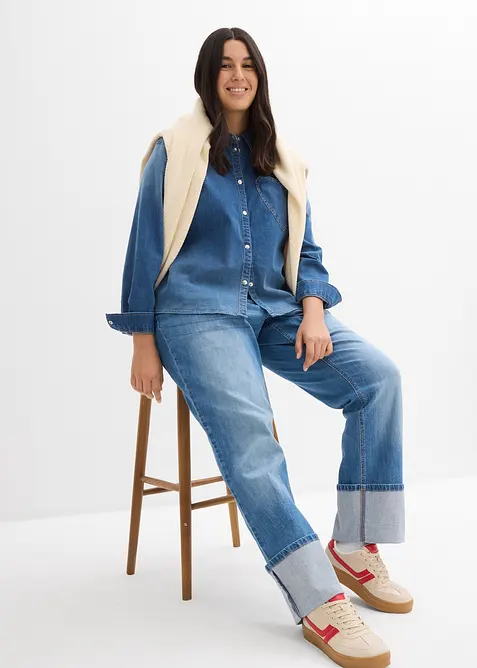 Jeansskjorte med &oslash;kologisk bomull, bonprix