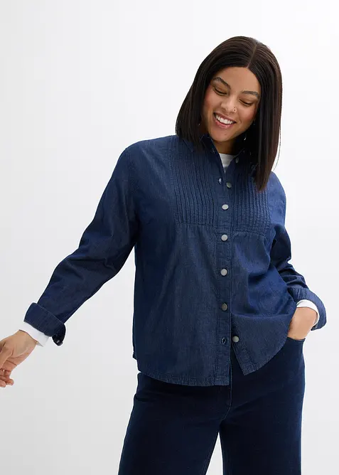 Jeansbluse, oversized av &oslash;kologisk bomull, bonprix