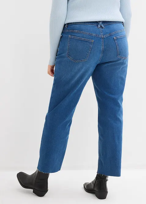 Straight-jeans, Mid Waist, &oslash;kologisk bomull, cropped, bonprix