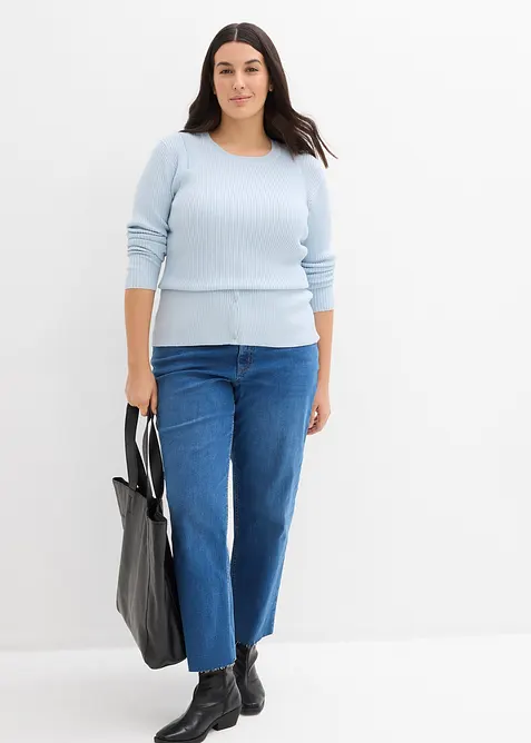 Straight-jeans, Mid Waist, &oslash;kologisk bomull, cropped, bonprix