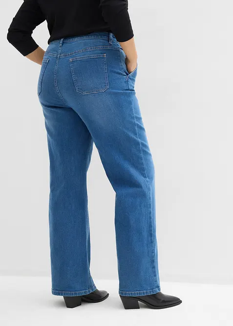 Wide Leg-jeans, High Waist, &oslash;kologisk bomull, bonprix