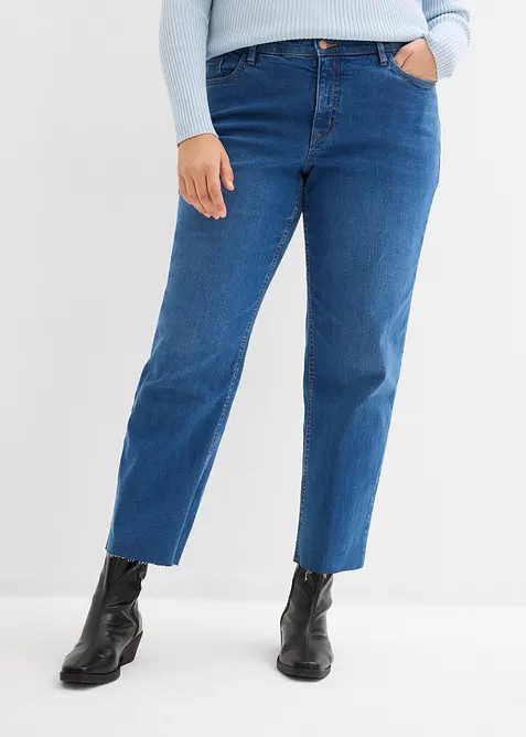 Straight-jeans, Mid Waist, &oslash;kologisk bomull, cropped, bonprix