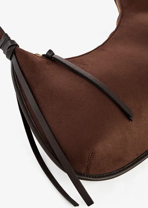 Skulderveske  i imitert, semsket skinn med passepoil, bonprix