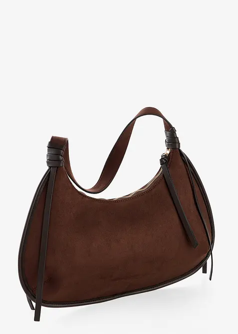 Skulderveske  i imitert, semsket skinn med passepoil, bonprix