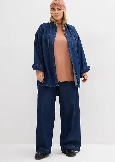 Langermet topp i bomullsmiks, bonprix