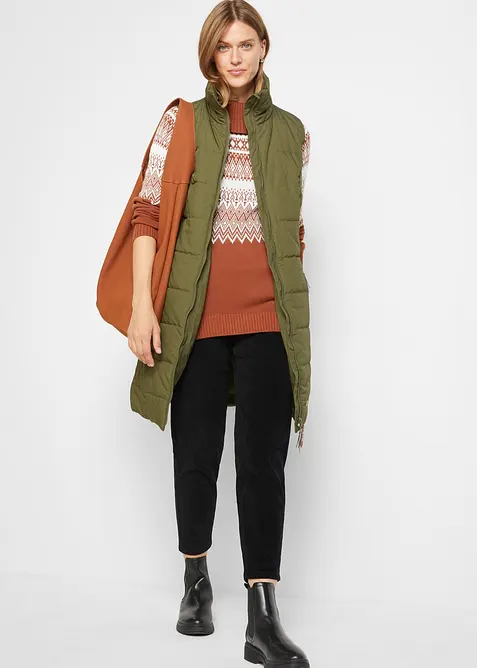 Lang vest med st&aring;krage, bonprix