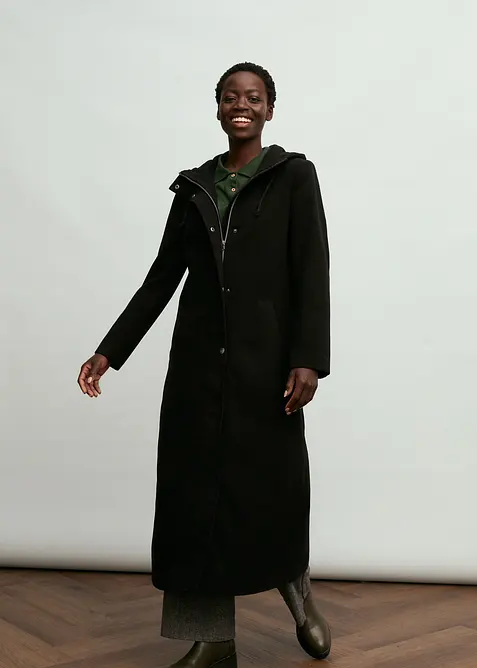 K&aring;pe i ull-stil og maxilengde, bonprix