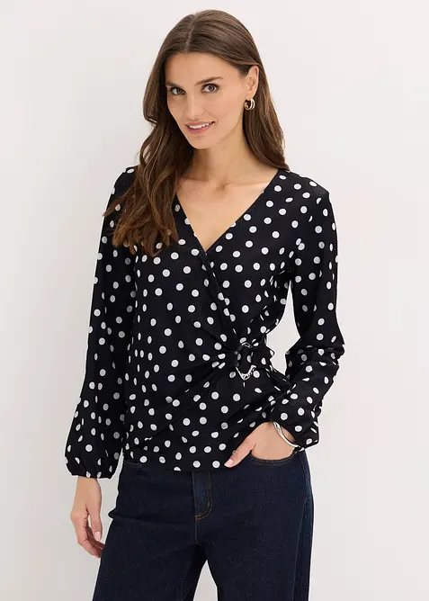 Langermet topp i strukturert jersey, bonprix