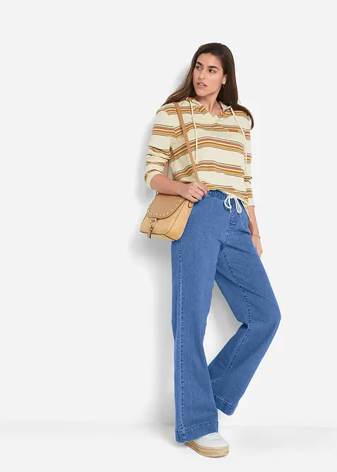 Wide Leg-jeans Mid Waist, Stretch, bonprix