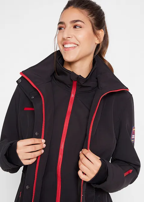 Lang softshelljakke med stretch, vannavvisende, bonprix