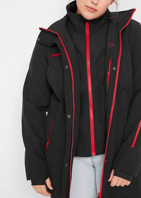 Lang softshelljakke med stretch, vannavvisende, bonprix