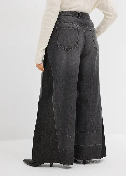 Wide Leg-jeans High Waist med innfelling, bonprix
