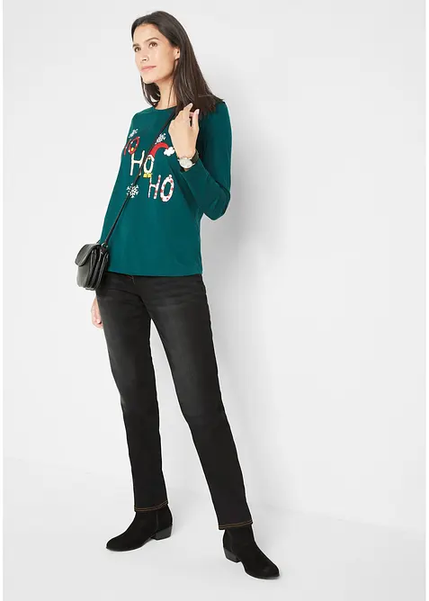 Varmende, Straight-jeans Mid Waist med komfortlinning, bonprix