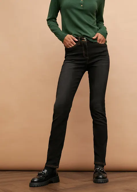 Varmende, Straight-jeans Mid Waist med komfortlinning, bonprix