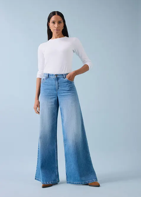 Wide Leg-jeans Mid Waist, bonprix