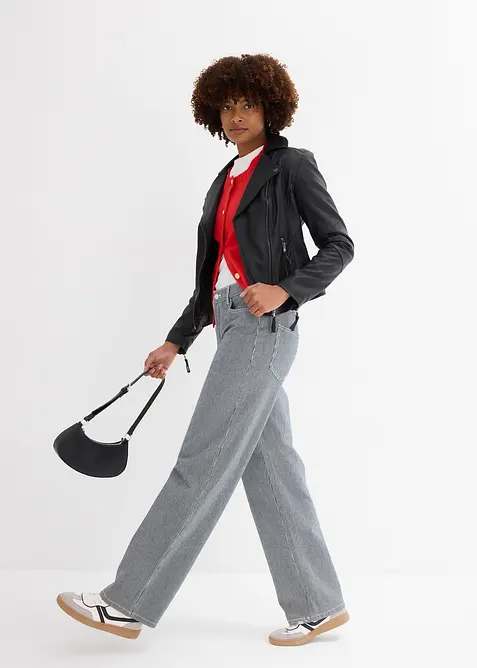 Loose Straight-jeans, High Waist, stripete, bonprix