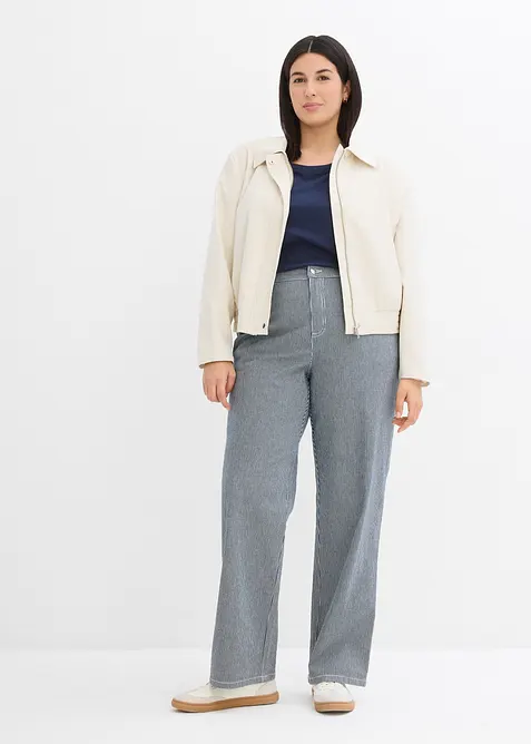 Loose Straight-jeans, High Waist, stripete, bonprix