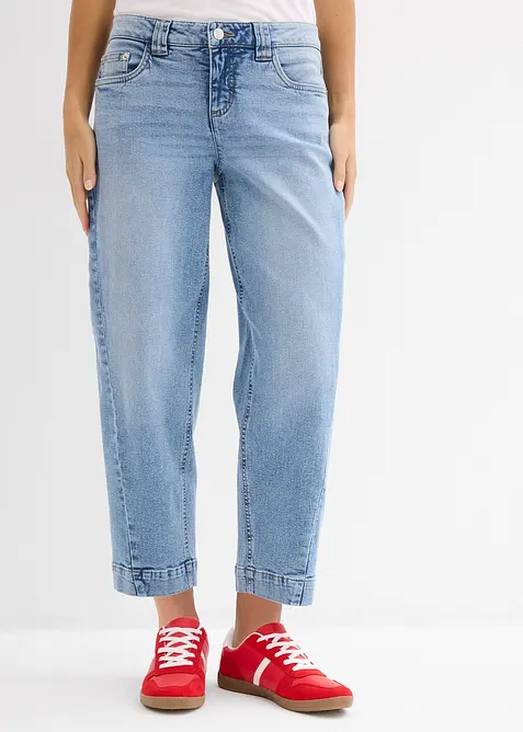 Barrel jeans, Mid Waist, cropped, bonprix