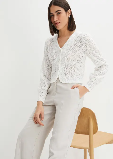 Strikkejakke med dekorknapper, bonprix