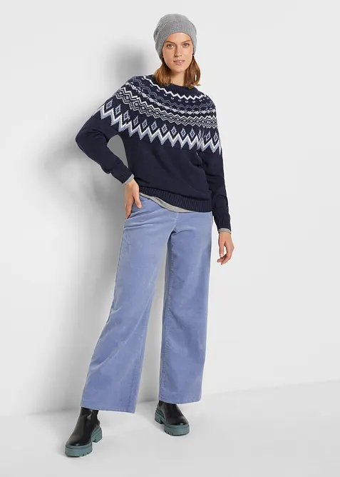 H&oslash;yhalset genser med koftem&oslash;nster, bonprix