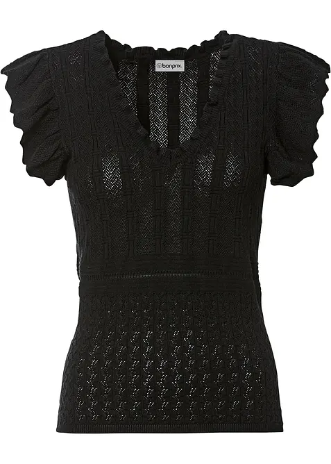 Strikket topp med hullm&oslash;nster, bonprix