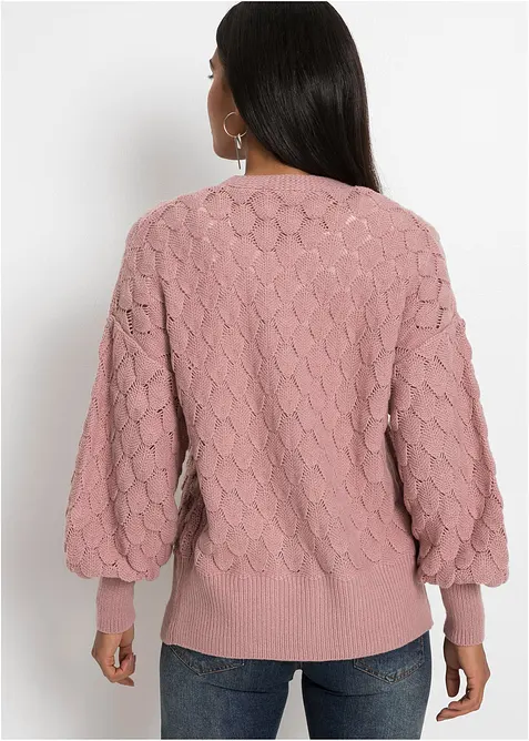 Cardigan med hullm&oslash;nster, bonprix