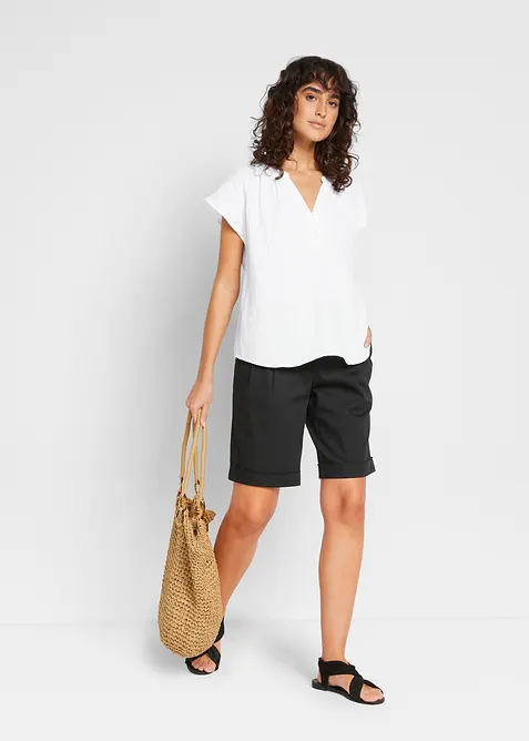Kortermet bluse i 100% bomullsmusselin, bonprix