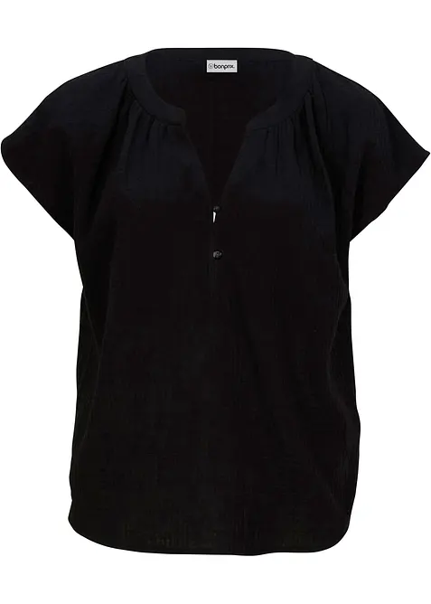 Kortermet bluse i 100% bomullsmusselin, bonprix