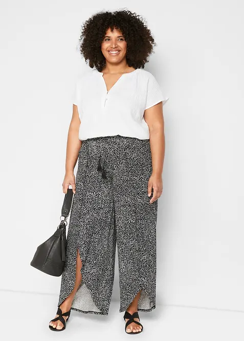 Kortermet bluse i 100% bomullsmusselin, bonprix